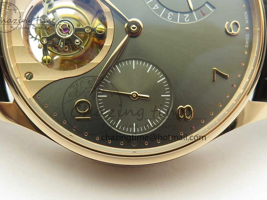 MIROTIME 0116 Portuguese Tourbillon IW5046 RG ZF Best Edition Gray Dial on Black Leather Strap SmoothTexture 7142